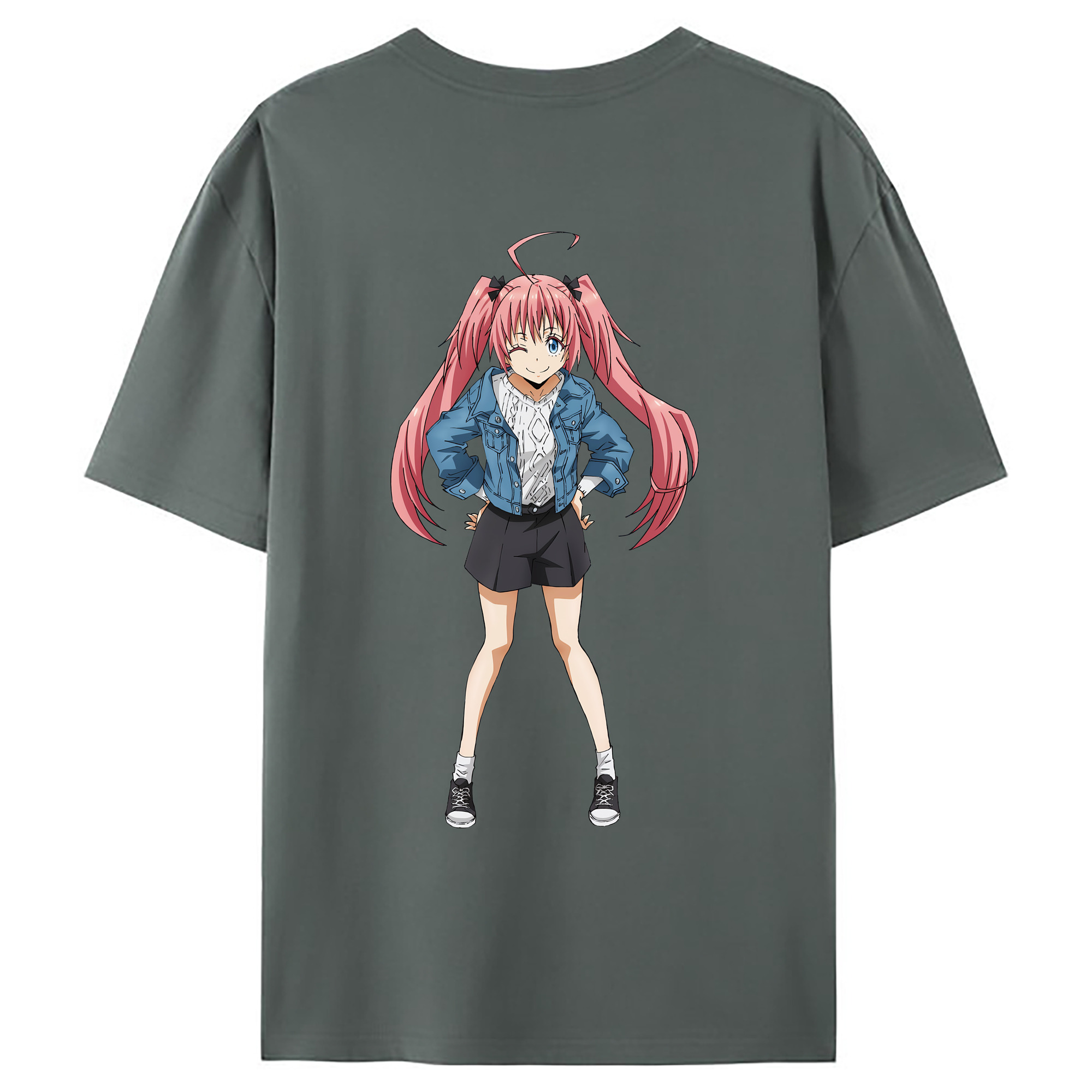 （画像用） 転スラ Regarding Reincarnated to Slime 綿100％ メンズ半袖Tシャツ（バックプリント） 通気性
